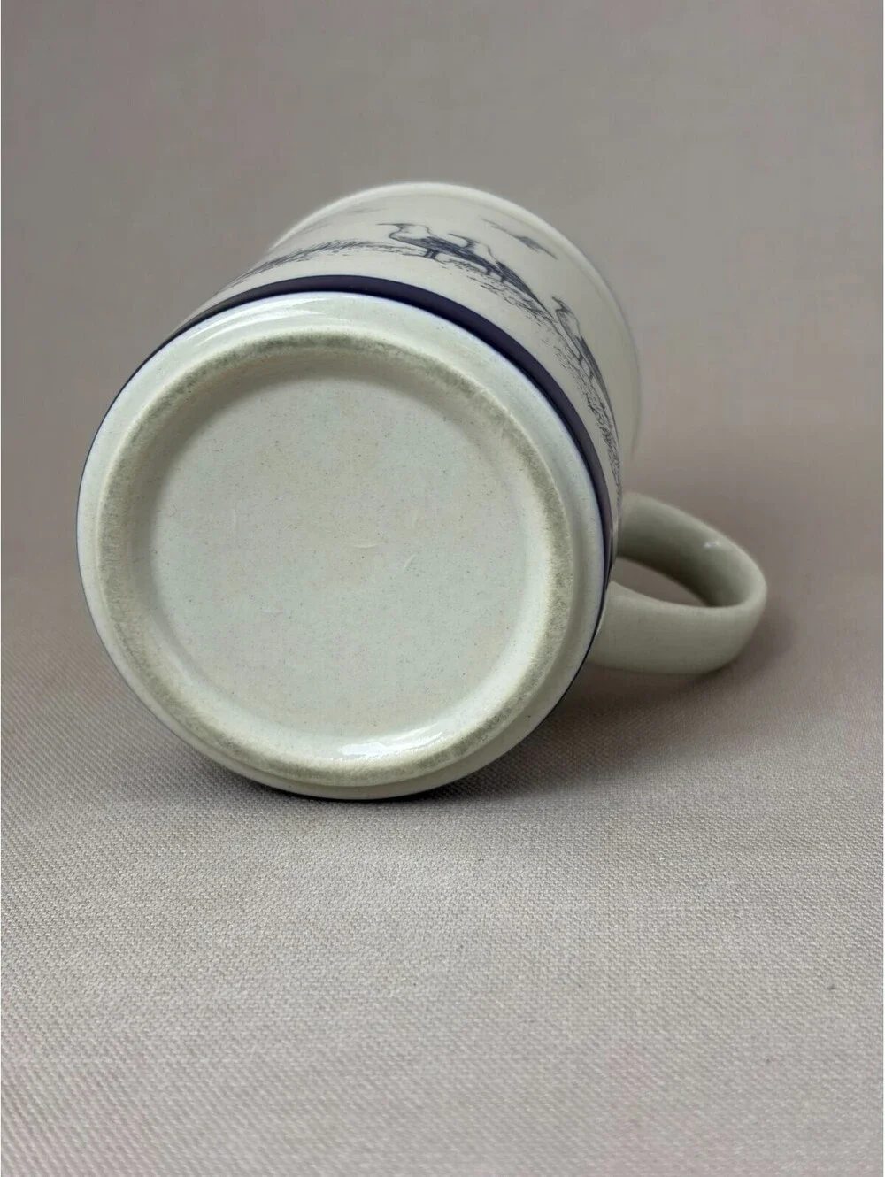 Vintage Seagulls Coffee Mug Nautical Coastal Shore Birds Ceramic Tea Cup Blue